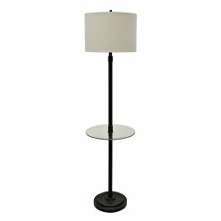 Flash Sale ✨ StyleCraft Home Collection StyleCraft Madison Bronze Floor Lamp - White Hardback Fabric Shade ⭐