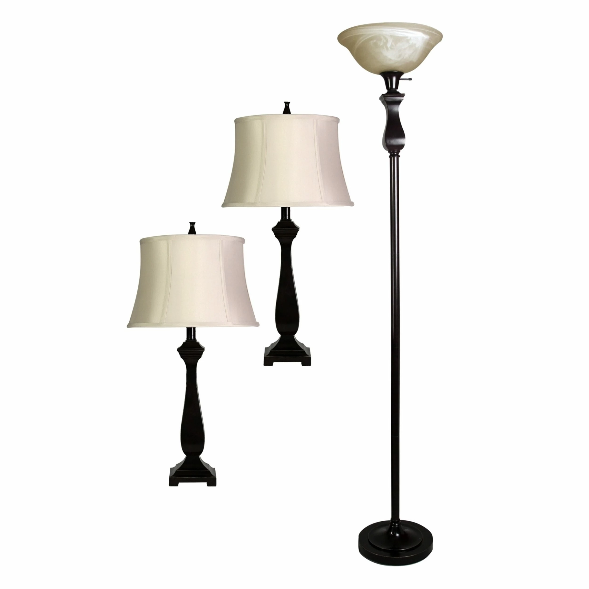 Cheap ๐งจ StyleCraft Home Collection StyleCraft Madison Bronze Table And Floor Lamp Set - Geneva Taupe Softback Fabric Shade (Set Of 3) ๐