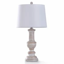 Best Sale ⭐ StyleCraft Home Collection StyleCraft Malta 27inch White Washed Table Lamp With White Shade ❤️