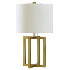 Coupon 😉 StyleCraft Home Collection StyleCraft Marilou Solid Gold Table Lamp - Brussels Off White Shade ✨