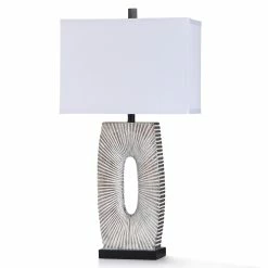 Flash Sale 🎁 StyleCraft Home Collection StyleCraft Mc Allen Silver Starburst Designed Resin With Black Base Table Lamp ❤️