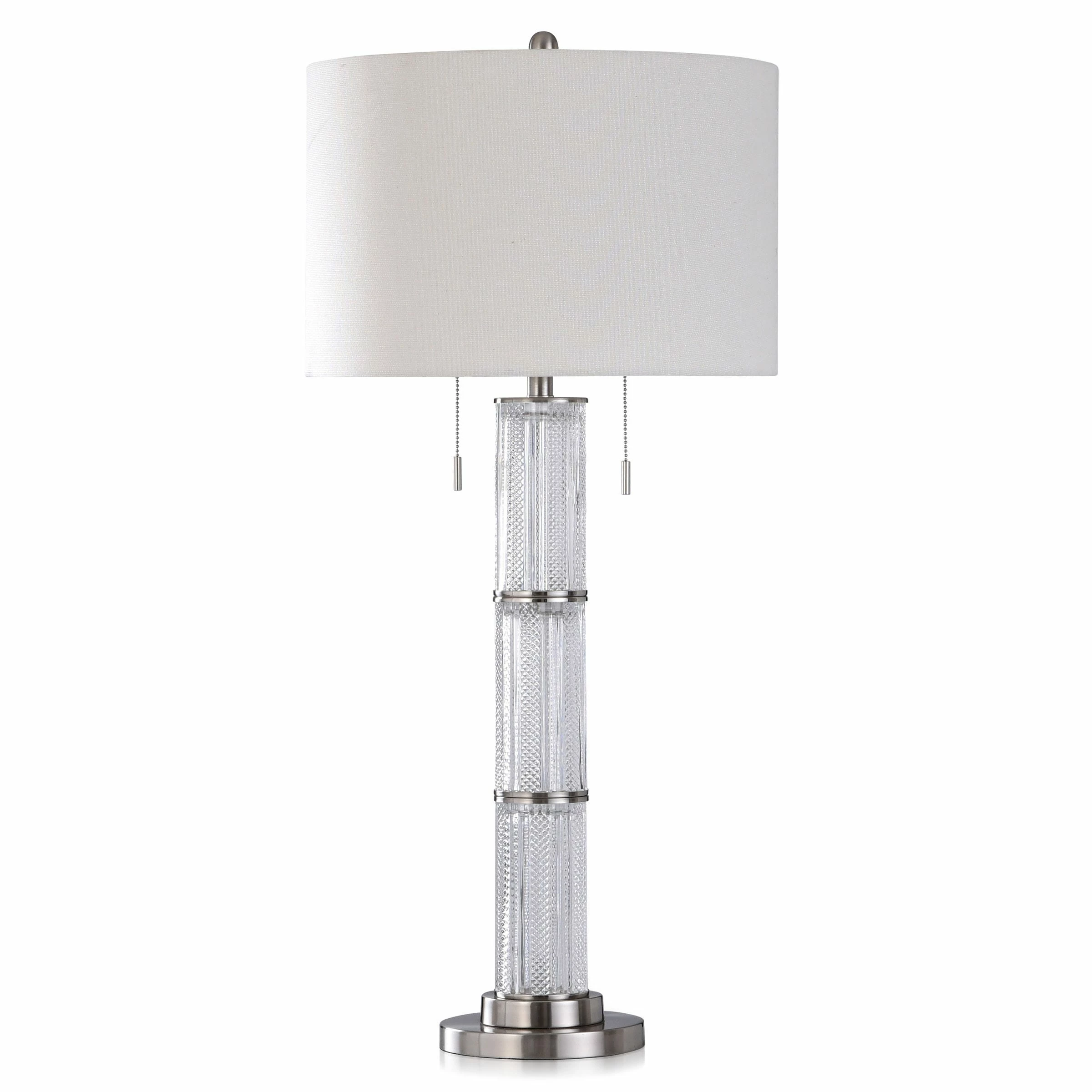 Flash Sale ๐ StyleCraft Home Collection StyleCraft Mcbride White Textured Glass Column With Brushed Steel Accent Table Lamp โญ - Image 2