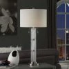 Flash Sale 🎁 StyleCraft Home Collection StyleCraft Mcbride White Textured Glass Column With Brushed Steel Accent Table Lamp ⭐