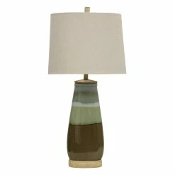 Deals 🔥 StyleCraft Home Collection StyleCraft Millville Millville Reactive Glaze Ceramic Table Lamp - White Hardback Shade 🌟