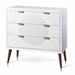 Discount 🎁 StyleCraft Home Collection StyleCraft Milo Satin White And Copper Three-Drawer Chest 🎉
