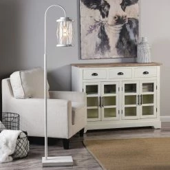 Brand new 🥰 StyleCraft Home Collection StyleCraft Monterey White Steel Wire Cage Shade With Shepard Pole LED Floor Lamp 😍