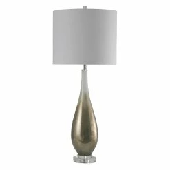 Brand new ⌛ StyleCraft Home Collection StyleCraft Movila Art Glass Table Lamp W/ Clear Acrylic Base - White Hardback Shade 💯