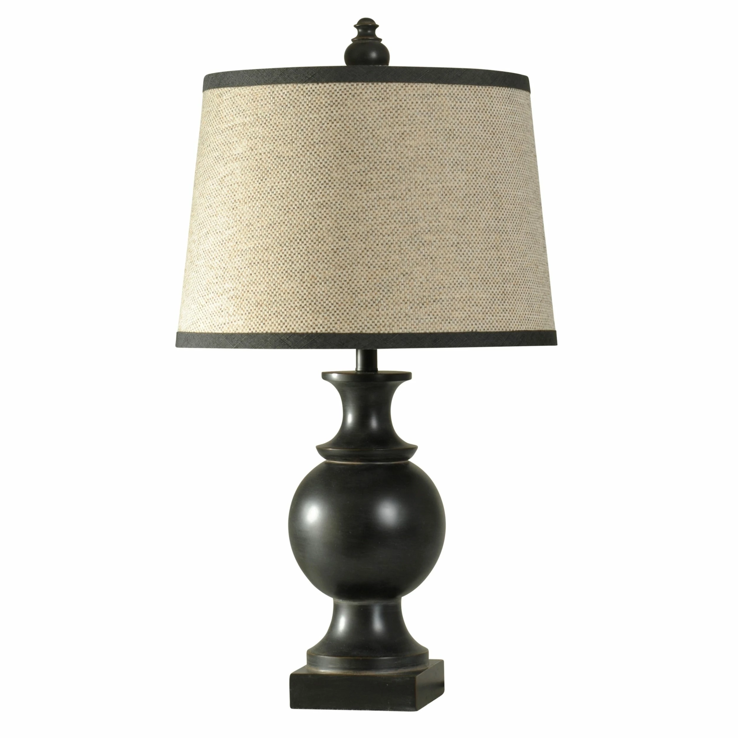 Best deal 🌟 StyleCraft Home Collection StyleCraft Noir Black Table Lamp - Natural Linen Hardback Fabric Shade 🥰