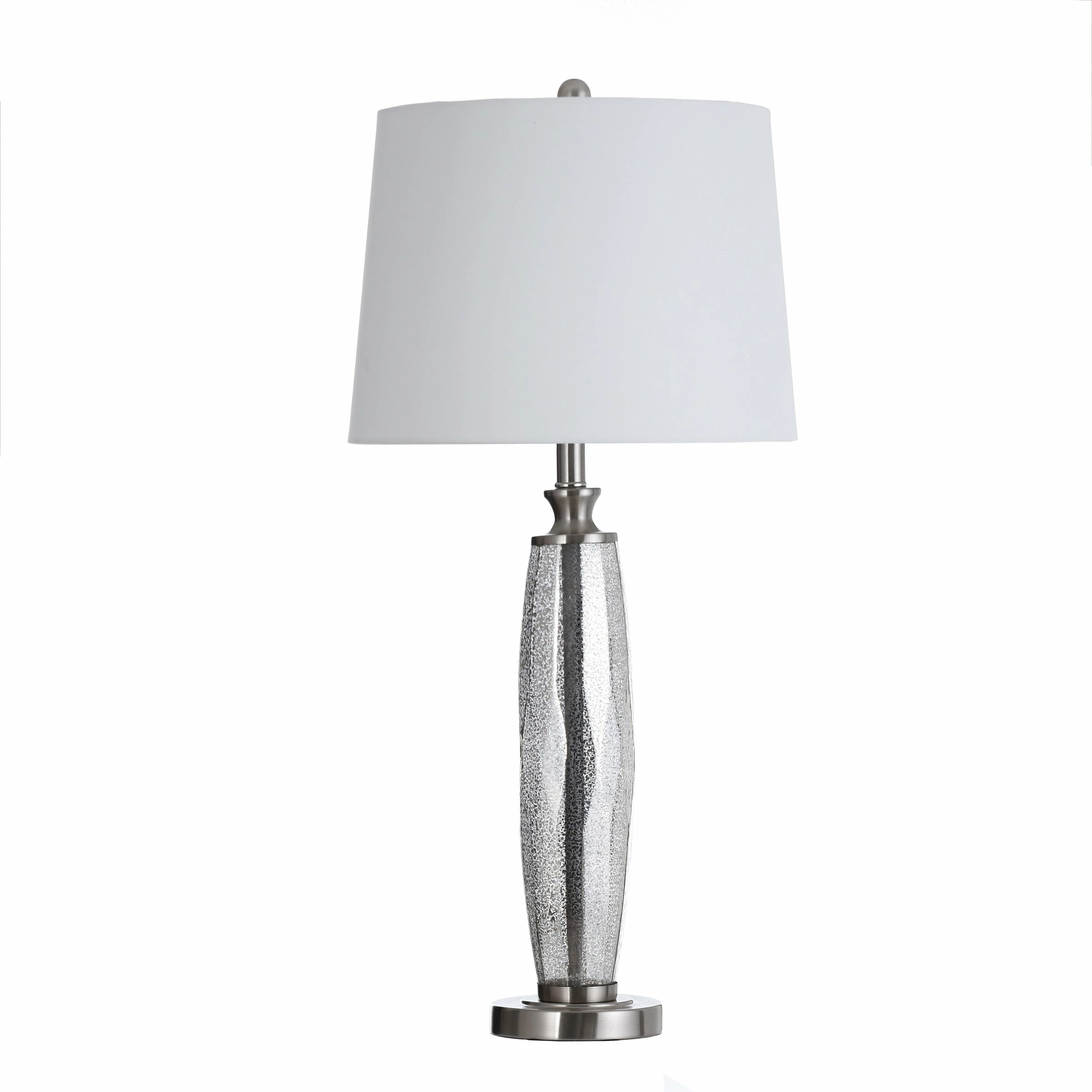 New π€© StyleCraft Home Collection StyleCraft Northbay Long Mercury Glass Table Lamp - White Hardback Fabric Shade π - Image 2