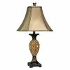 New 🎁 StyleCraft Home Collection StyleCraft Pineapple Textured Brown Table Lamp - Beige Fabric Shade 🌟