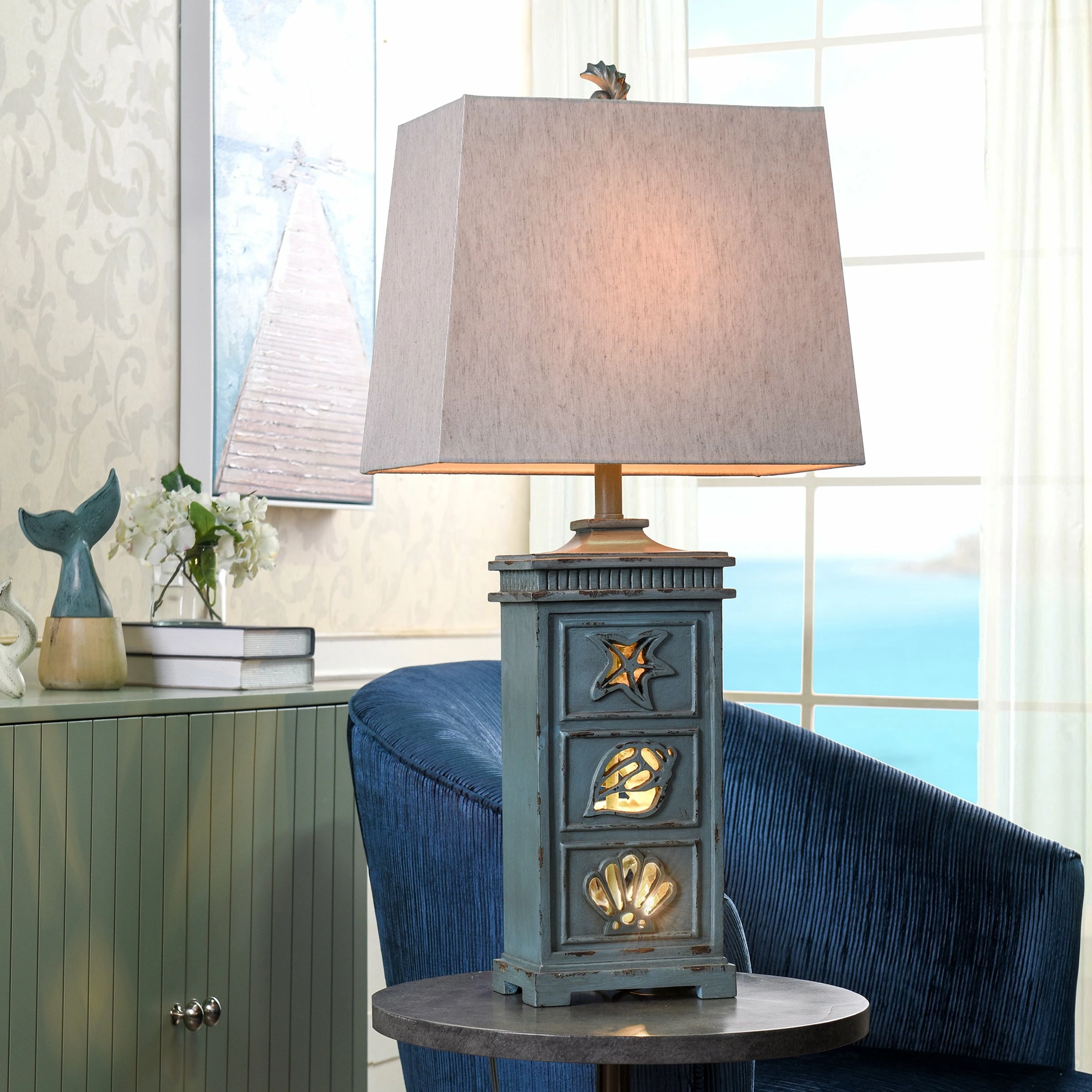 Best reviews of ⭐ StyleCraft Home Collection StyleCraft River Crest Light Blue Table Lamp - Taupe Hardback Fabric Shade 💯 - Image 8