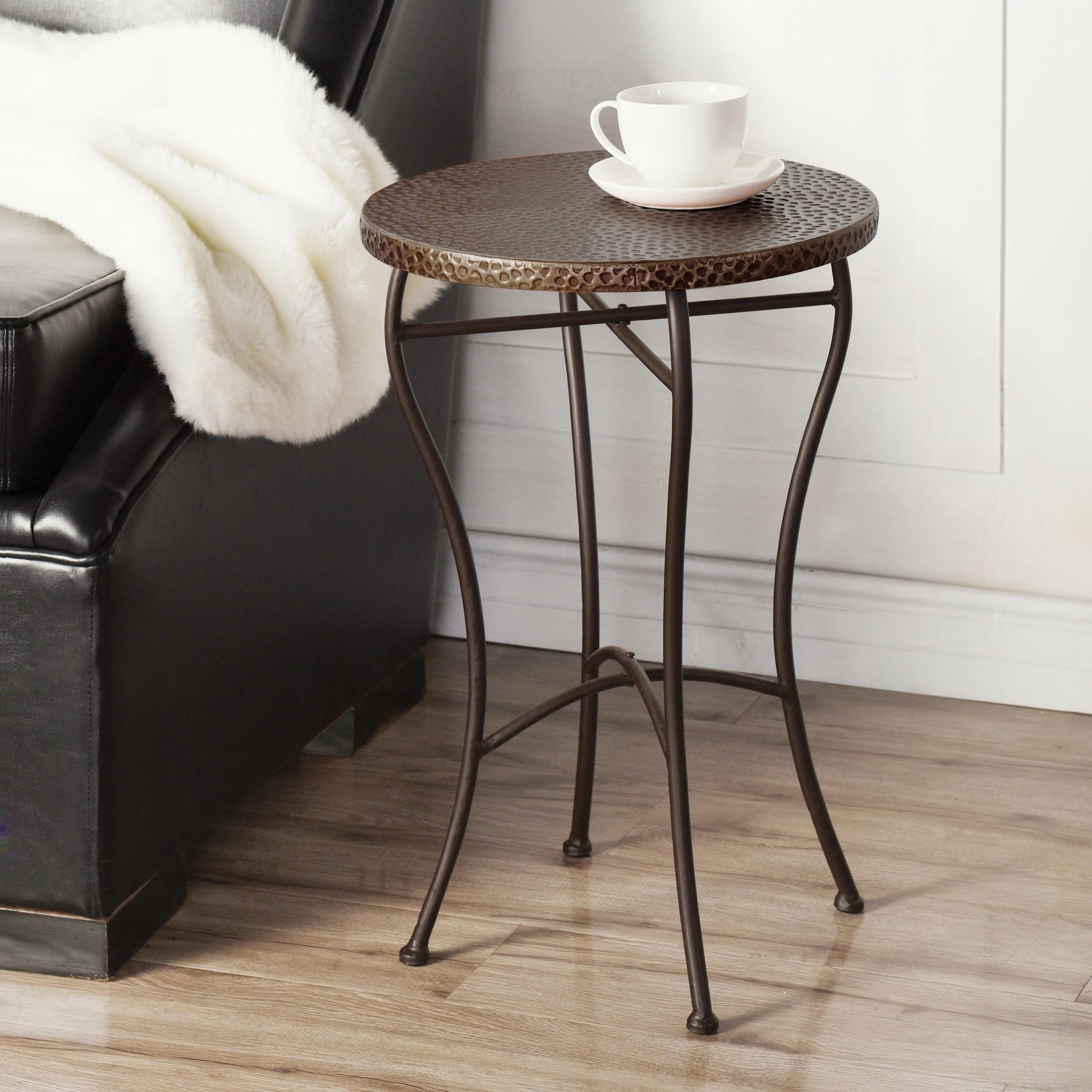 Best reviews of 🛒 StyleCraft Home Collection StyleCraft Round 🔨 Hammered Copper Accent Table - Oil-rubbed Bronze Powder 🧥 Coated Legs 👍 - Image 11