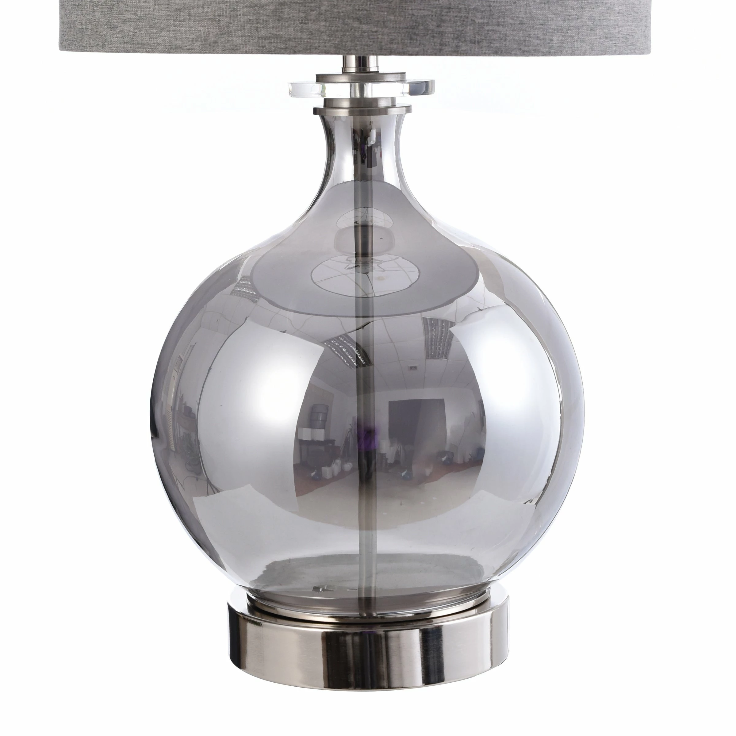 Budget ๐ StyleCraft Home Collection StyleCraft Saco Smoked Glass Globe Table Lamp With Acrylic Base ๐ - Image 4