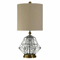 Budget 👏 StyleCraft Home Collection StyleCraft Satin Black And Hawthorne Gold Table Lamp - Beige Hardback Fabric Shade ⌛