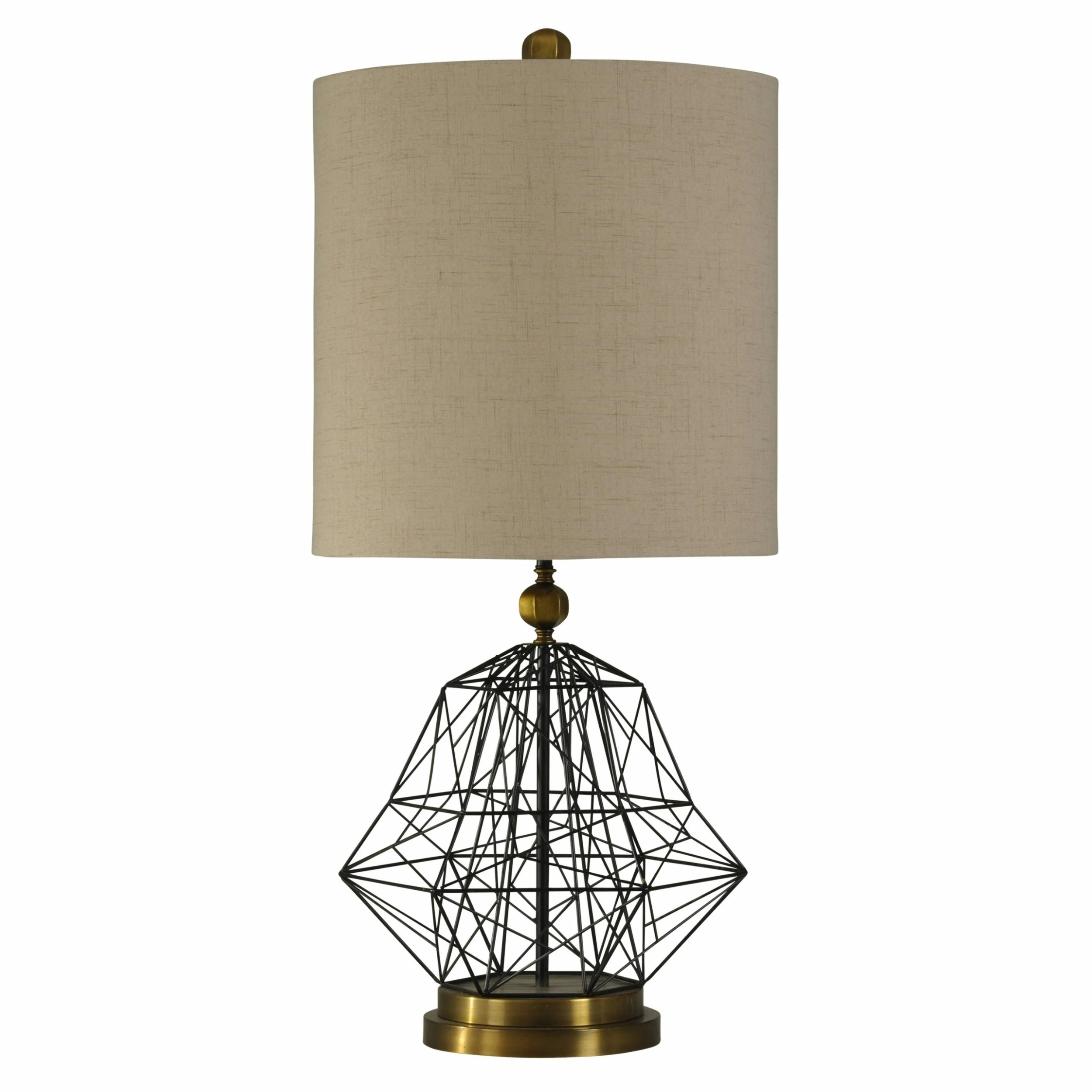Budget ๐ StyleCraft Home Collection StyleCraft Satin Black And Hawthorne Gold Table Lamp - Beige Hardback Fabric Shade โ