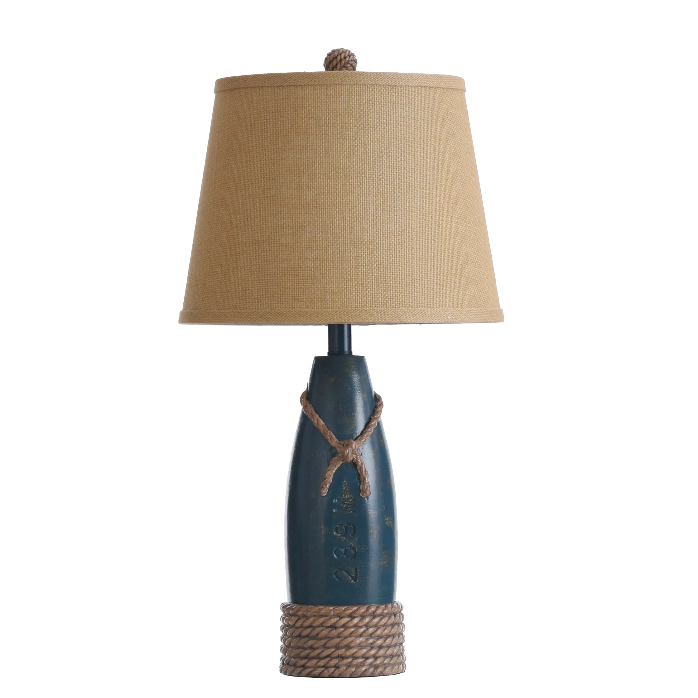 Brand new ๐ StyleCraft Home Collection StyleCraft Sea Blue Table Lamp - Cream Hardback Canvas Shade ๐