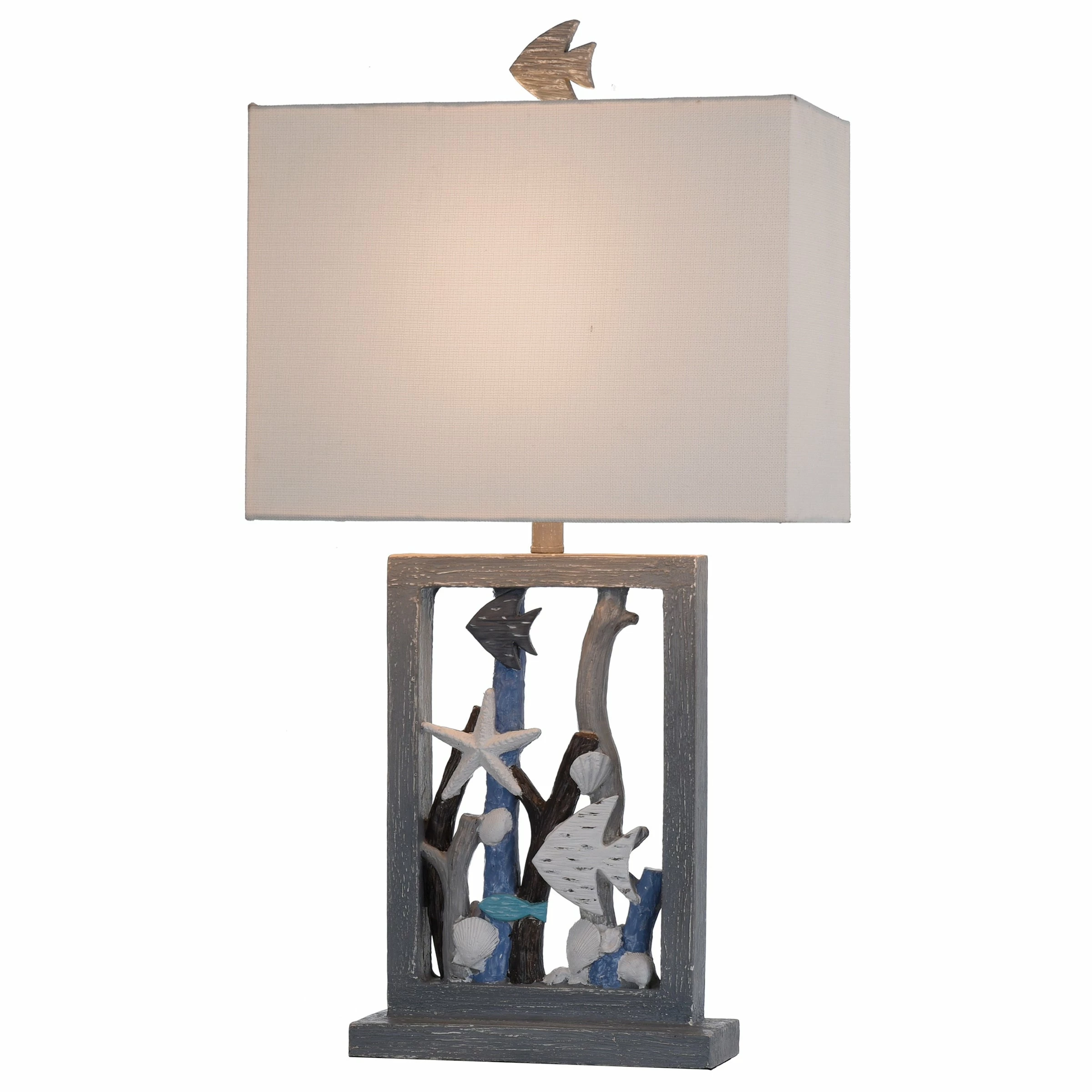 Best reviews of ✨ StyleCraft Home Collection StyleCraft Seaford Blue And Multi-Neutral Framed Seascape Fish, Starfish And Driftwood Table Lamp ⌛ - Image 3
