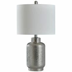 Deals 🥰 StyleCraft Home Collection StyleCraft Selena 🔨 Hammered Silver Ceramic Table Lamp 🛒