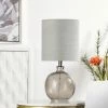 Flash Sale 👍 StyleCraft Home Collection StyleCraft Smoke Glass Table Lamp - Light Gray Hardback Fabric Shade ❤️