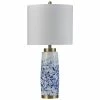 Outlet 🎉 StyleCraft Home Collection StyleCraft Splittered Blue And White Ceramic And Silver Steel Table Lamp 🤩