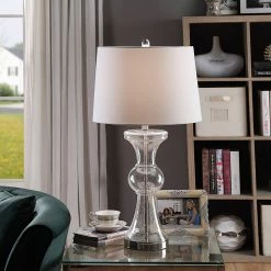 Coupon 🛒 StyleCraft Home Collection StyleCraft Table Lamp With Clear Seeded Glass Body And Brushed Steel Base 🔔