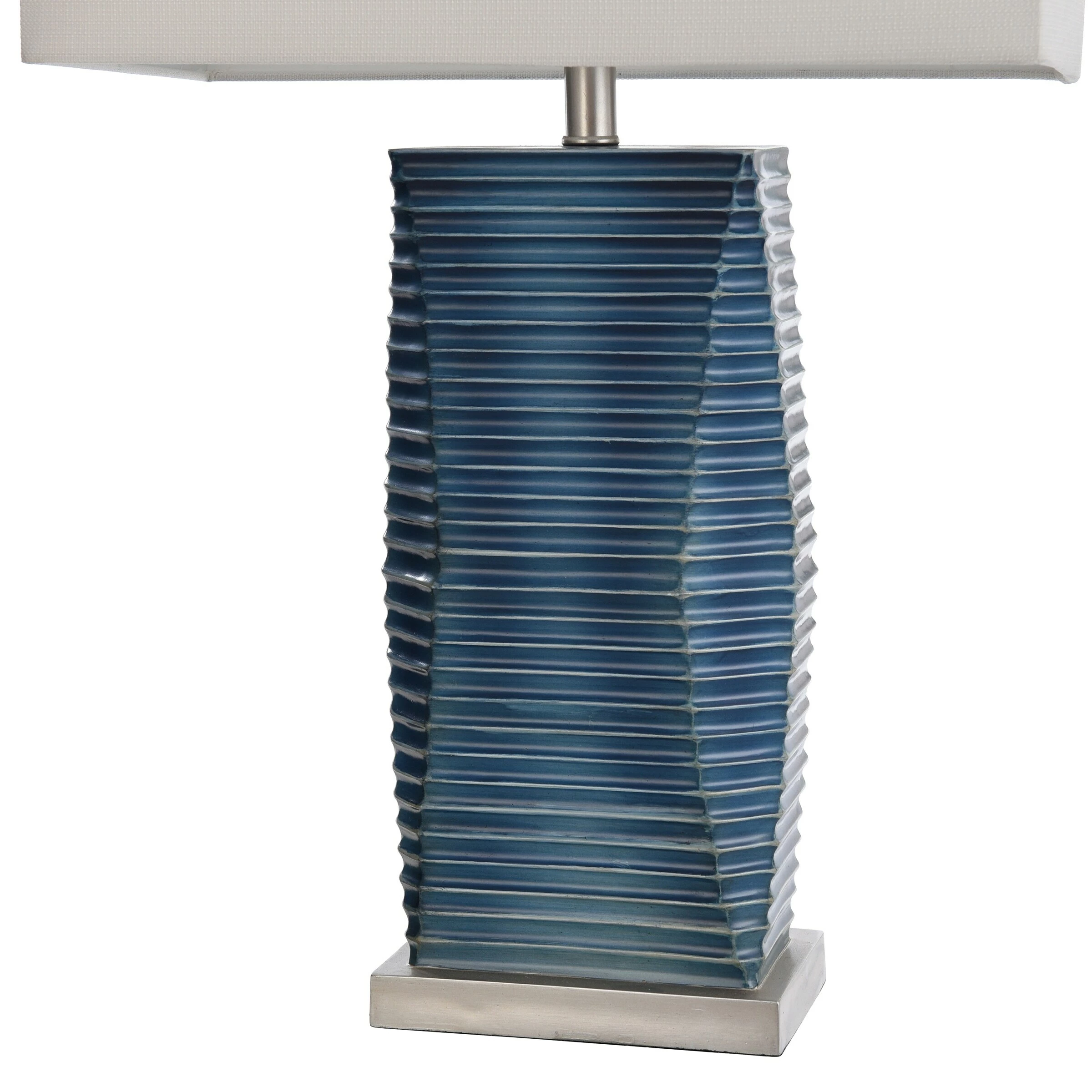 Best deal β StyleCraft Home Collection StyleCraft Thame Blue Vertical Lined Moulded Table Lamp With Steel Base π₯ - Image 4