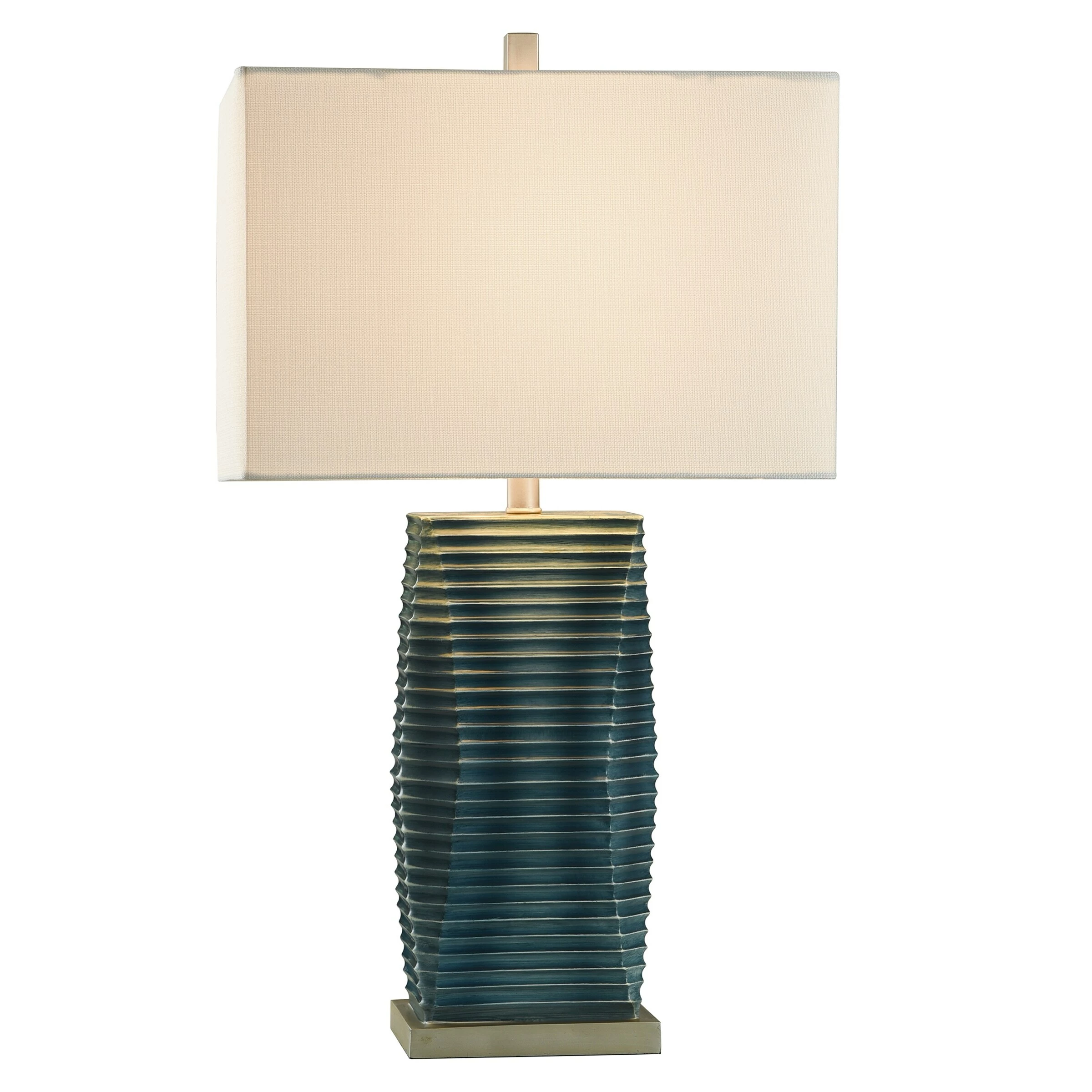 Best deal β StyleCraft Home Collection StyleCraft Thame Blue Vertical Lined Moulded Table Lamp With Steel Base π₯ - Image 6