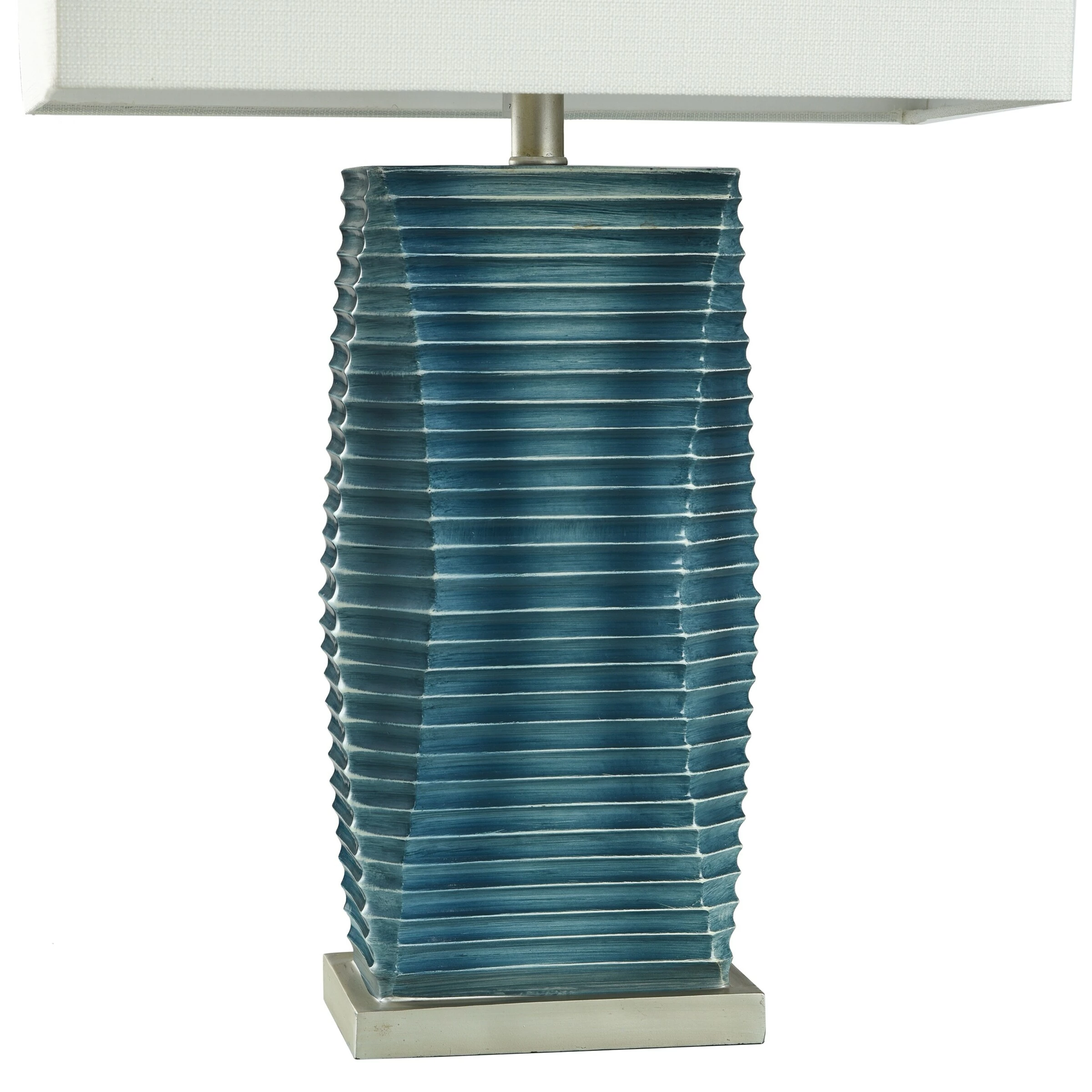 Best deal β StyleCraft Home Collection StyleCraft Thame Blue Vertical Lined Moulded Table Lamp With Steel Base π₯ - Image 7