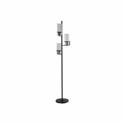 Best reviews of 🔔 StyleCraft Home Collection StyleCraft Three Arm Satin Black Floor Lamp - Clear Ribbed Glass Shades 🎁