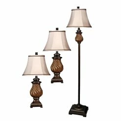 Buy ❤️ StyleCraft Home Collection StyleCraft Toffee Table Lamp - Natural Linen Fabric Shade (Set Of 2) ✨