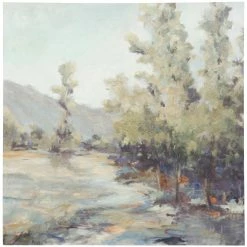 Cheap ⭐ StyleCraft Home Collection StyleCraft Tree Line View Landscape Hand Embellished Painted Print On Stretched Canvas 😍