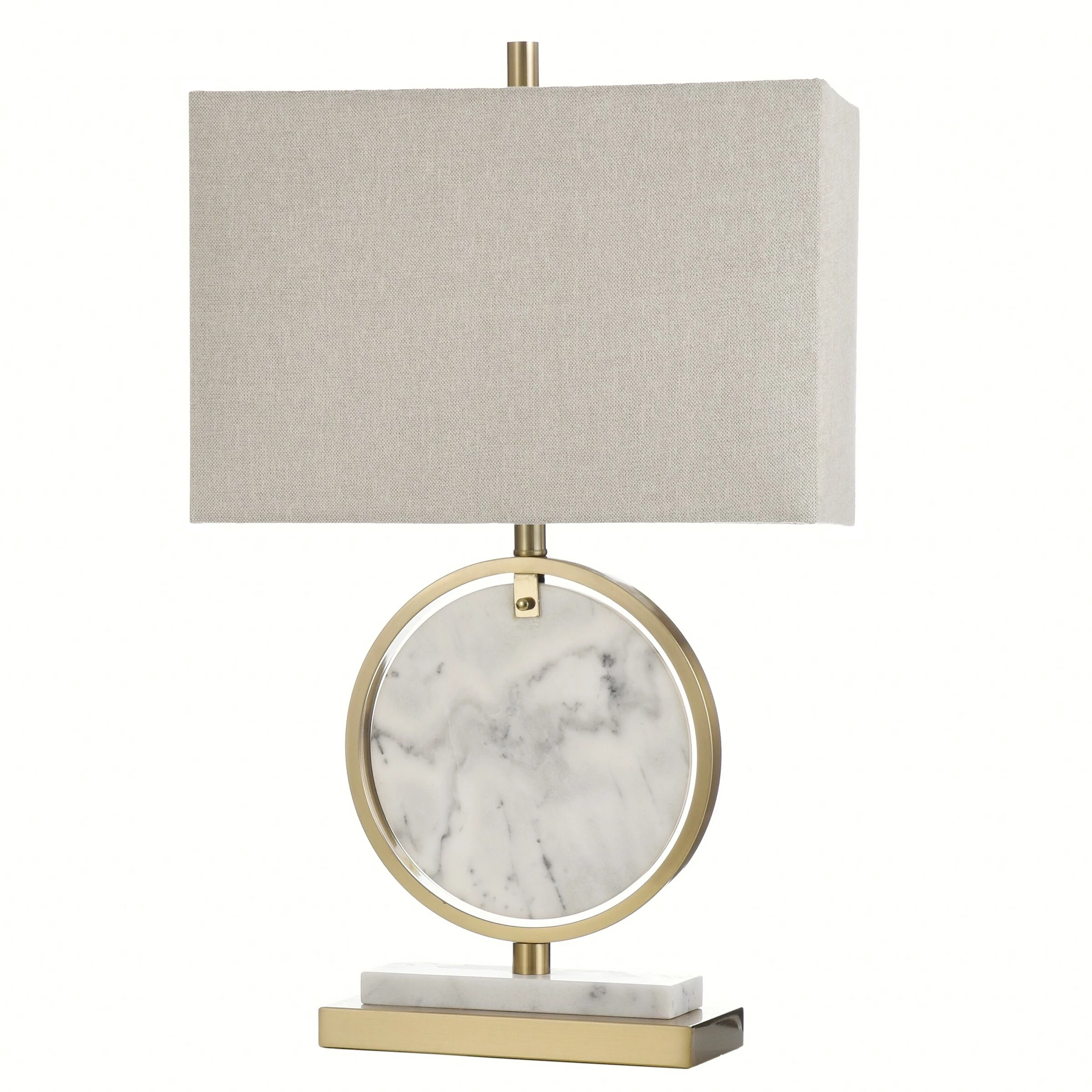Flash Sale π₯° StyleCraft Home Collection StyleCraft Ulster White Steel Ring Table Lamp With Marble Insert π - Image 2