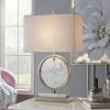 Flash Sale 🥰 StyleCraft Home Collection StyleCraft Ulster White Steel Ring Table Lamp With Marble Insert 🌟