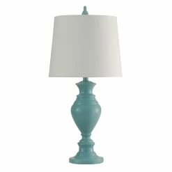 Best Pirce 😀 StyleCraft Home Collection StyleCraft Vega Table Lamp With White Hardback Fabric Shade Ocean Blue 🔔