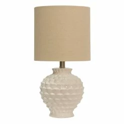Promo ⌛ StyleCraft Home Collection White Ceramic Table Lamp - Beige Hardback Fabric Shade ✨