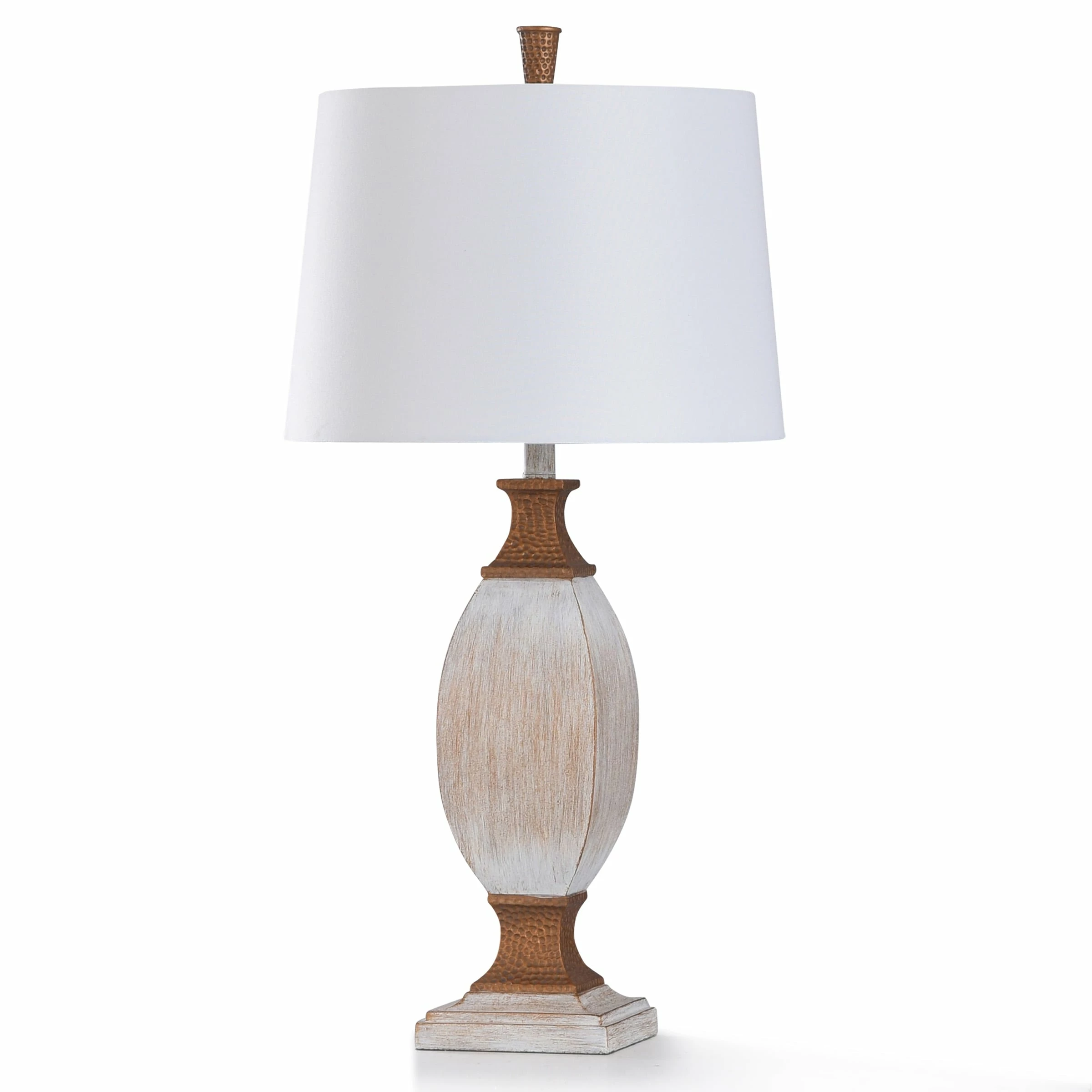 Best Pirce ๐ StyleCraft Home Collection StyleCraft Wilton Washed White Resin With Dimpled Copper Metal Table Lamp ๐