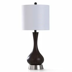 Best Sale 💯 StyleCraft Home Collection StyleCraft Wood Bridge Dark Wood Painted Resin With Brushed Steel Metal Table Lamp 🎁