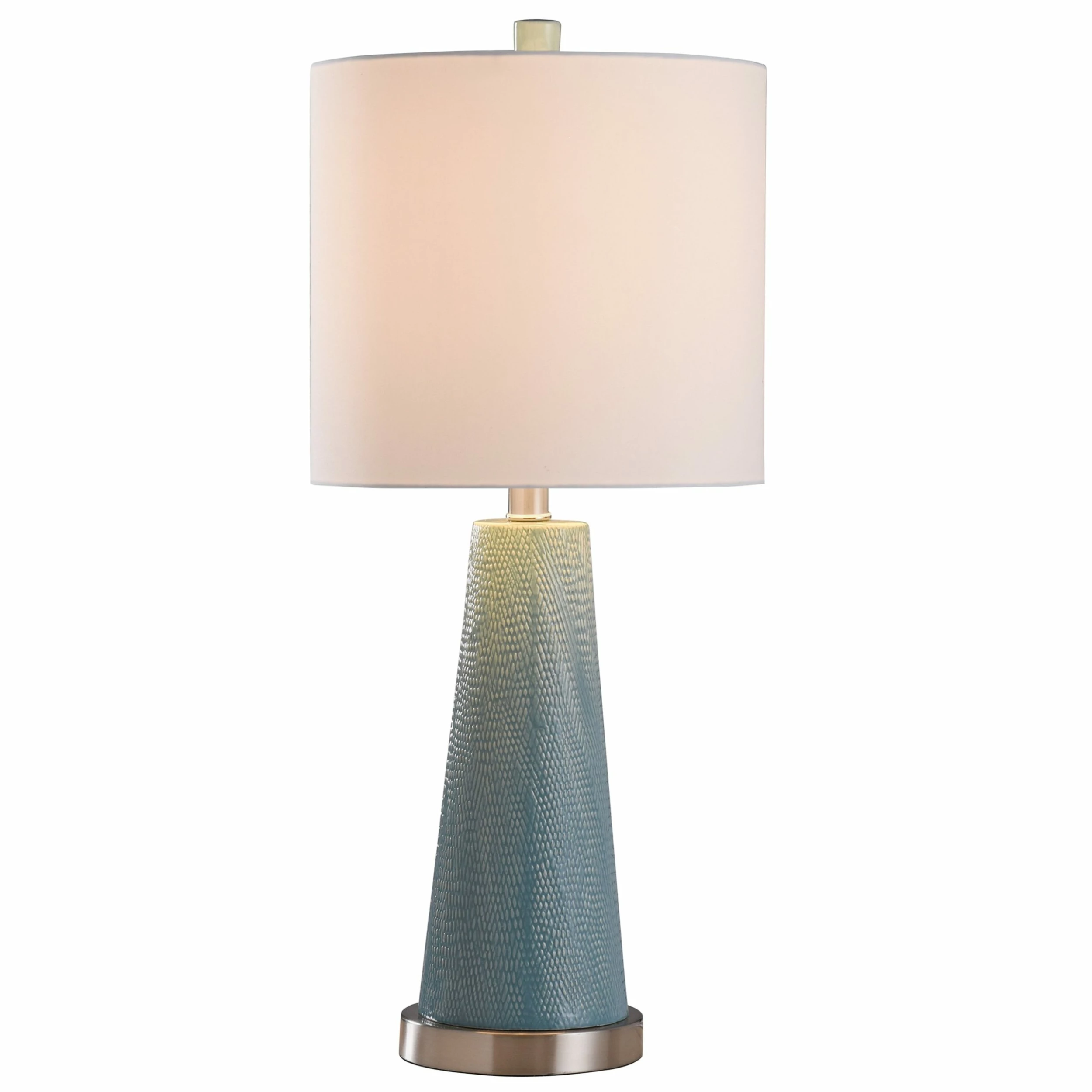 Buy ๐ StyleCraft Home Collection StyleCraft Teal Textured Diamond Print Embossed Tapered Accent Lamp ๐