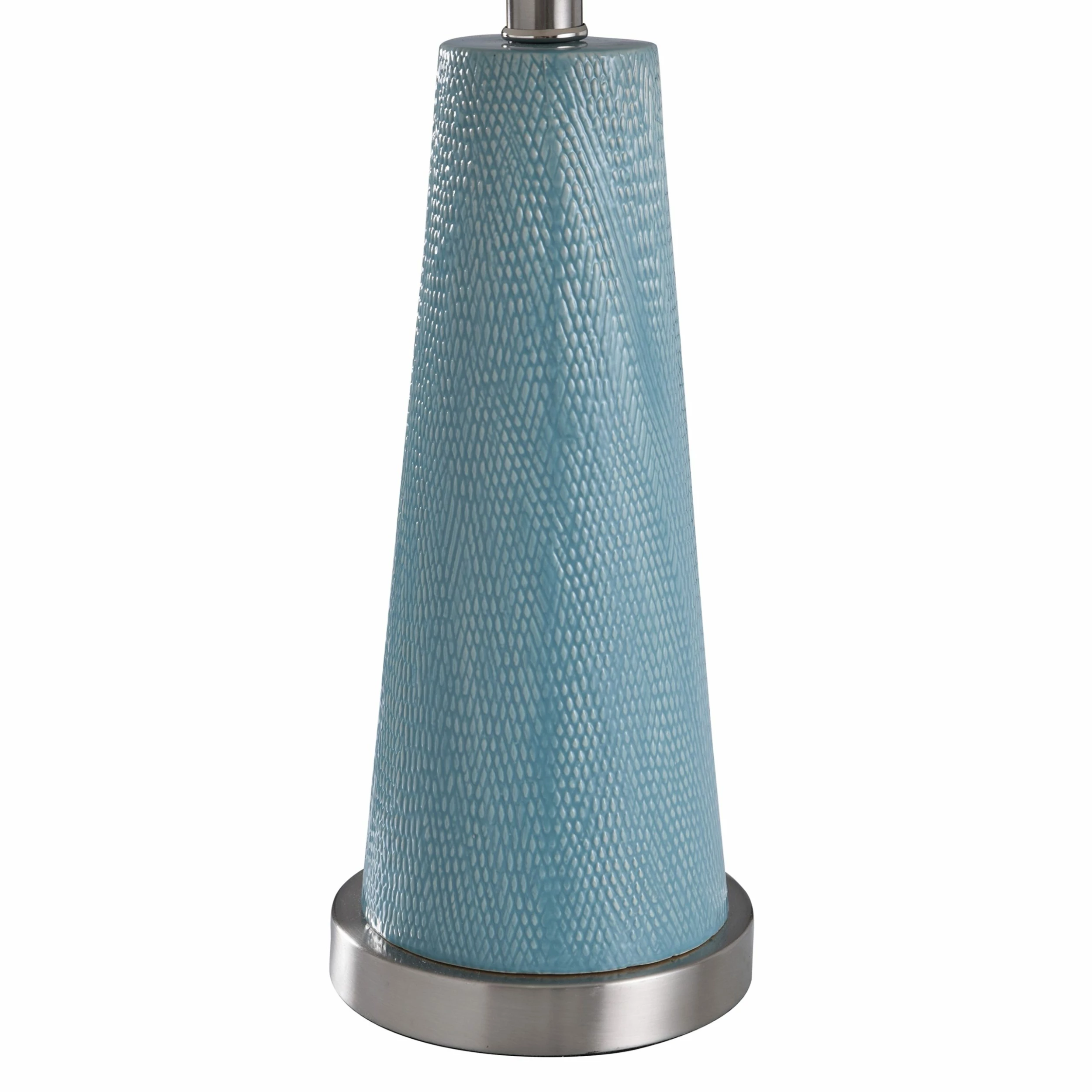 Buy ๐ StyleCraft Home Collection StyleCraft Teal Textured Diamond Print Embossed Tapered Accent Lamp ๐ - Image 3