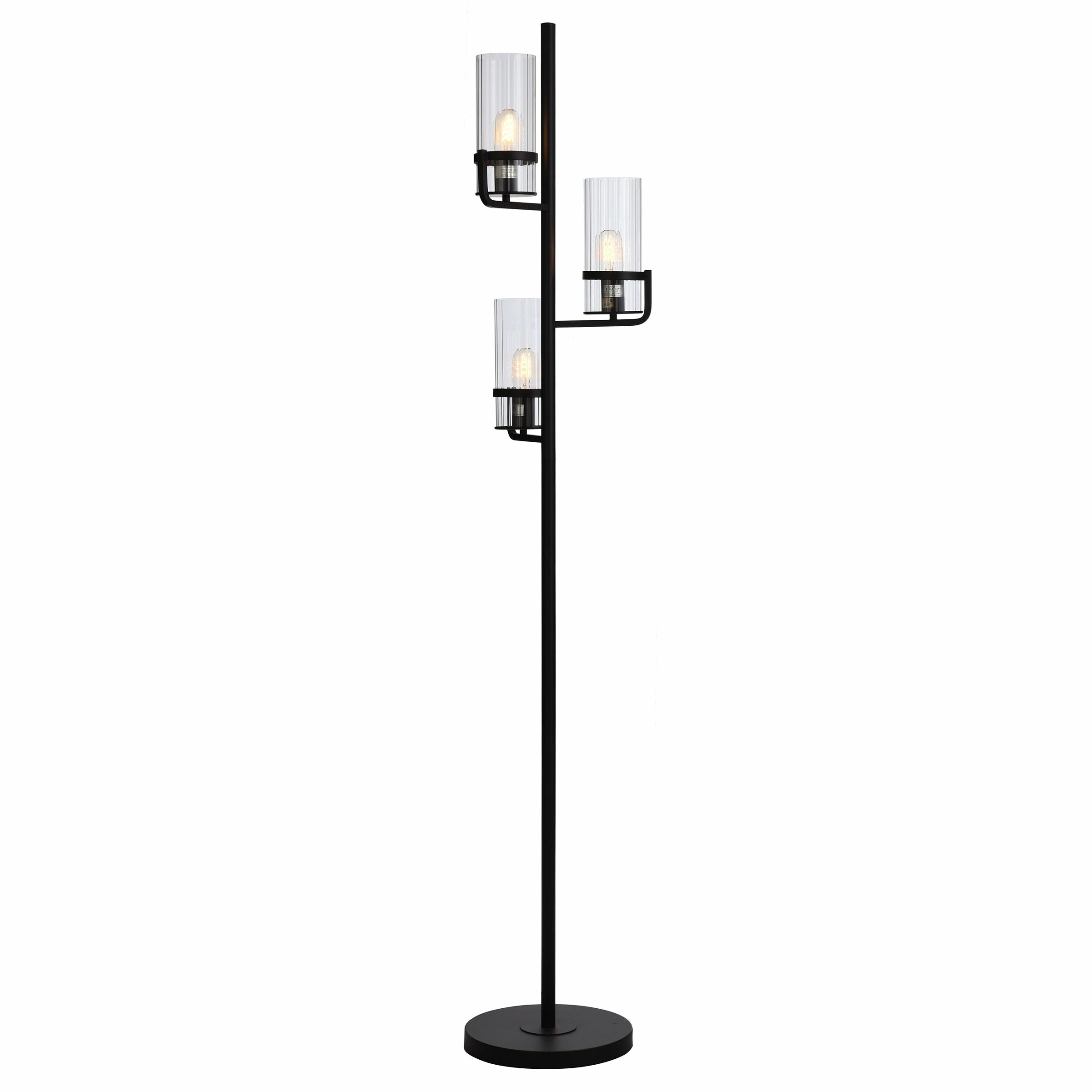 Best reviews of ๐ StyleCraft Home Collection StyleCraft Three Arm Satin Black Floor Lamp - Clear Ribbed Glass Shades ๐ - Image 3