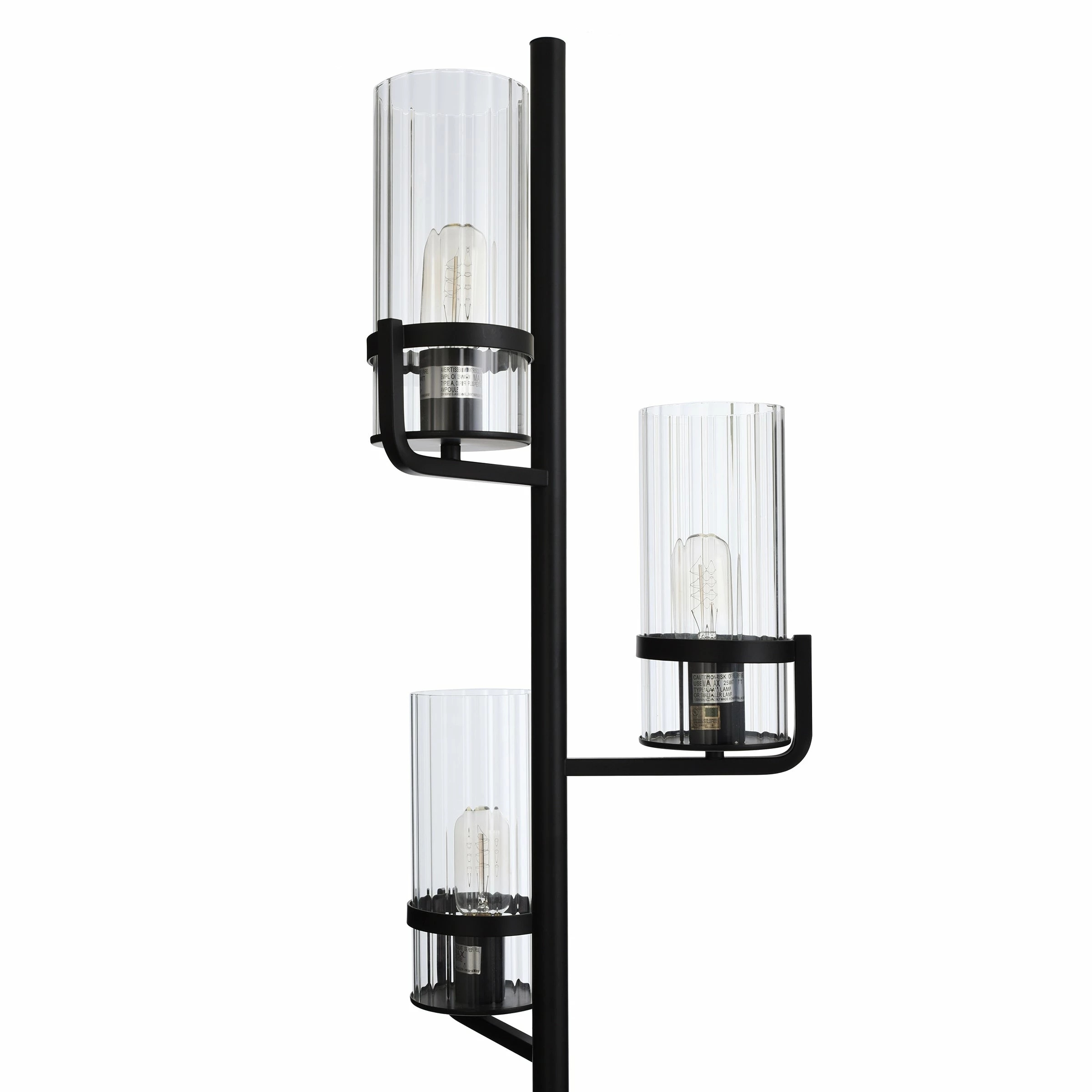 Best reviews of ๐ StyleCraft Home Collection StyleCraft Three Arm Satin Black Floor Lamp - Clear Ribbed Glass Shades ๐ - Image 4