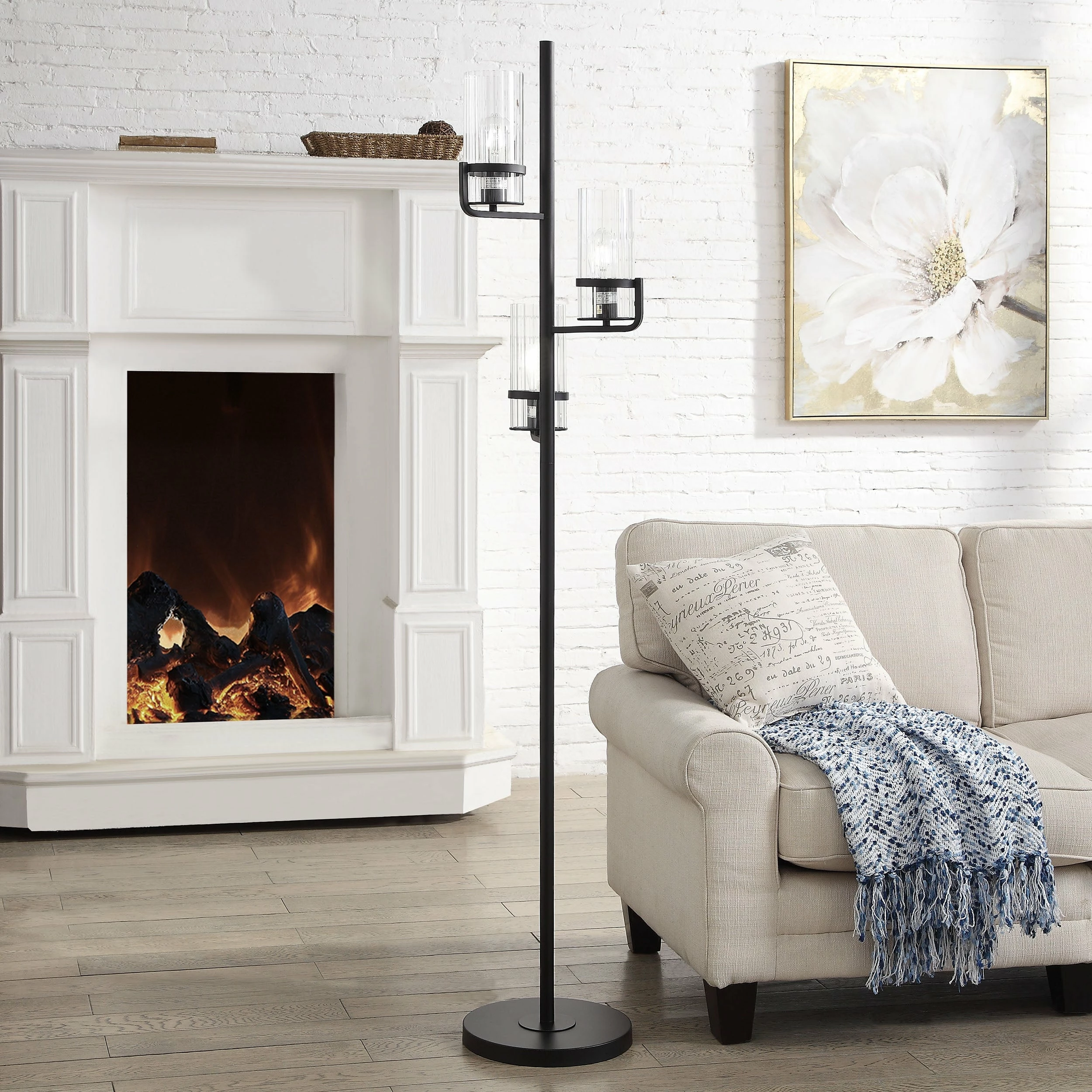 Best reviews of ๐ StyleCraft Home Collection StyleCraft Three Arm Satin Black Floor Lamp - Clear Ribbed Glass Shades ๐ - Image 6