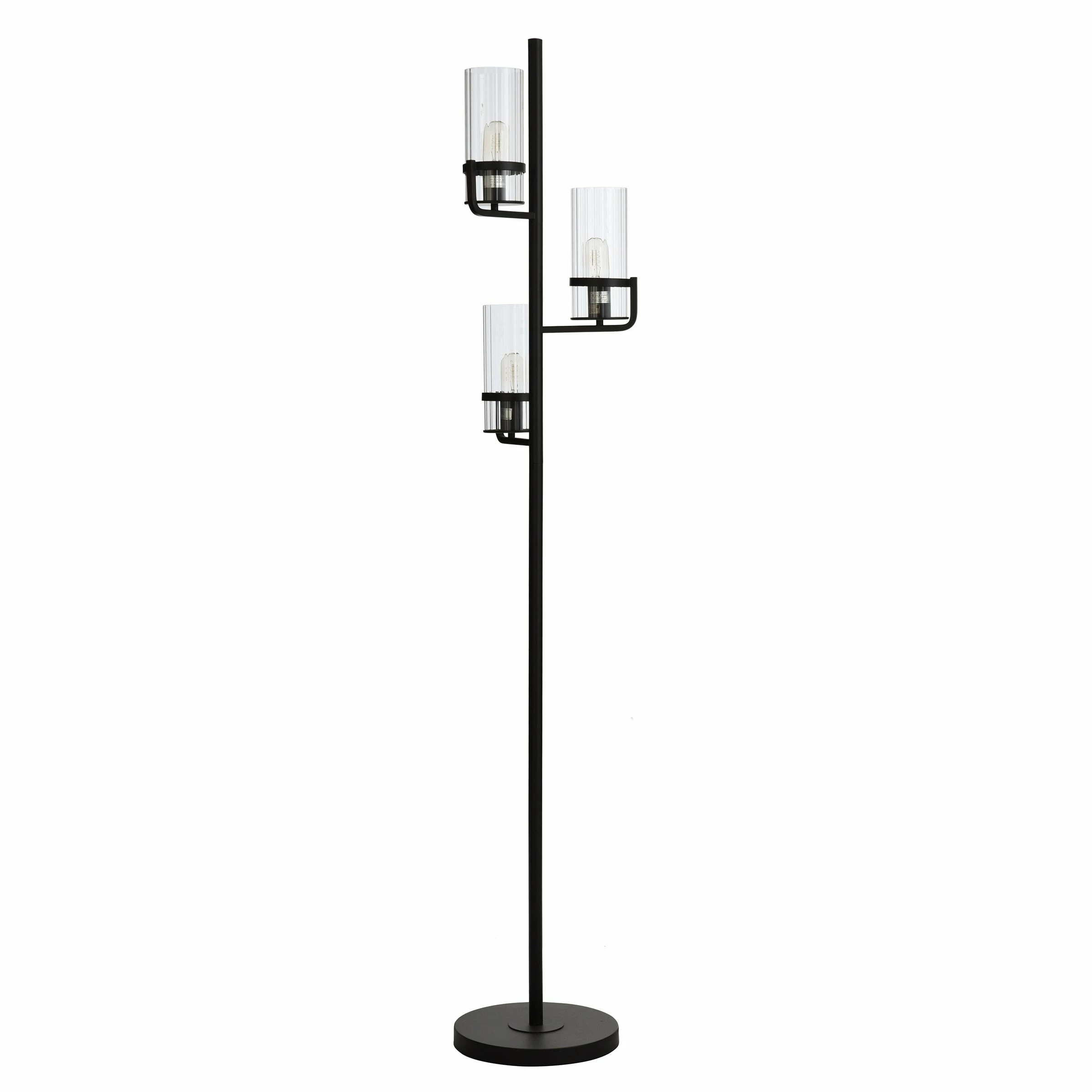 Best reviews of ๐ StyleCraft Home Collection StyleCraft Three Arm Satin Black Floor Lamp - Clear Ribbed Glass Shades ๐ - Image 2