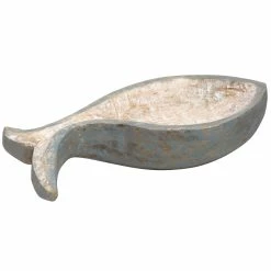 Hot Sale 😉 StyleCraft Home Collection StyleCraft Wash Grey Wood Carved Fish Shaped Bowl ⌛