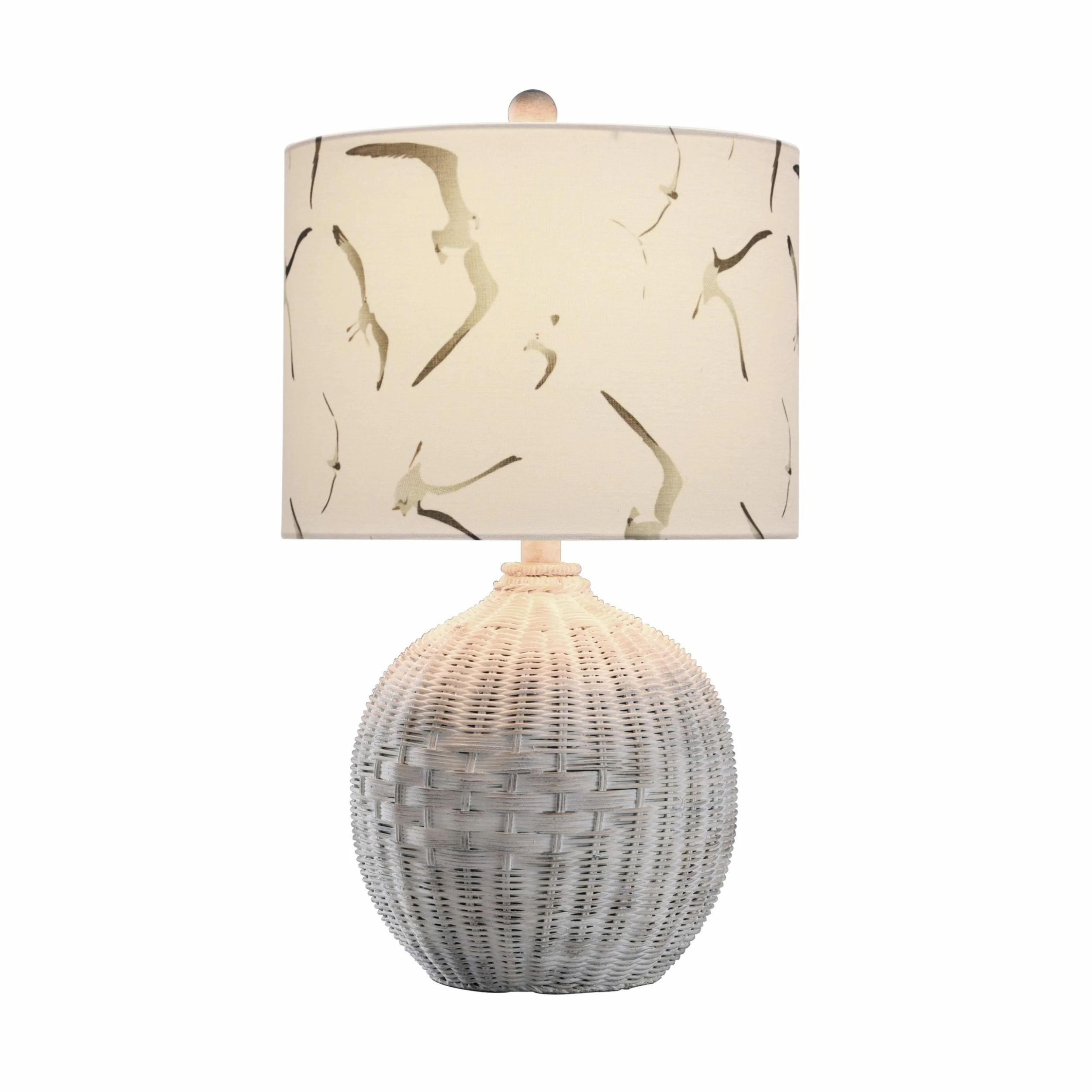 Cheap ๐ StyleCraft Home Collection StyleCraft White Rattan Natural With Wash Table Lamp - White And Seagull Print Shade ๐ - Image 2