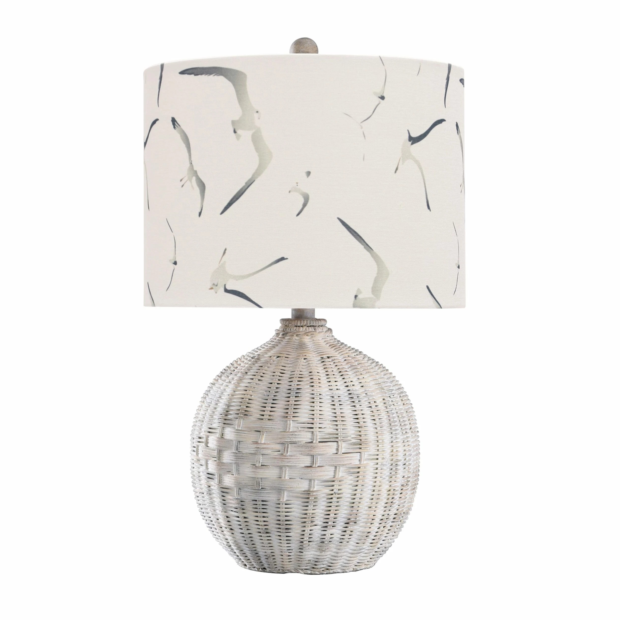 Cheap ๐ StyleCraft Home Collection StyleCraft White Rattan Natural With Wash Table Lamp - White And Seagull Print Shade ๐