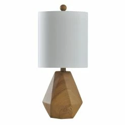 Flash Sale 🌟 StyleCraft Home Collection StyleCraft William Natural Wood Pattern Table Lamp - White Shade 🔥