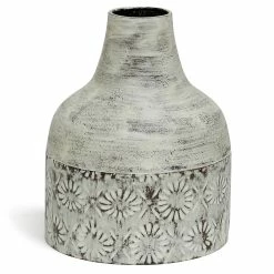 Discount 🧨 StyleCraft Home Collection StyleCraft Winnifield 10-inch White Washed Decorative Floral Cylinder Metal Vase ✔️