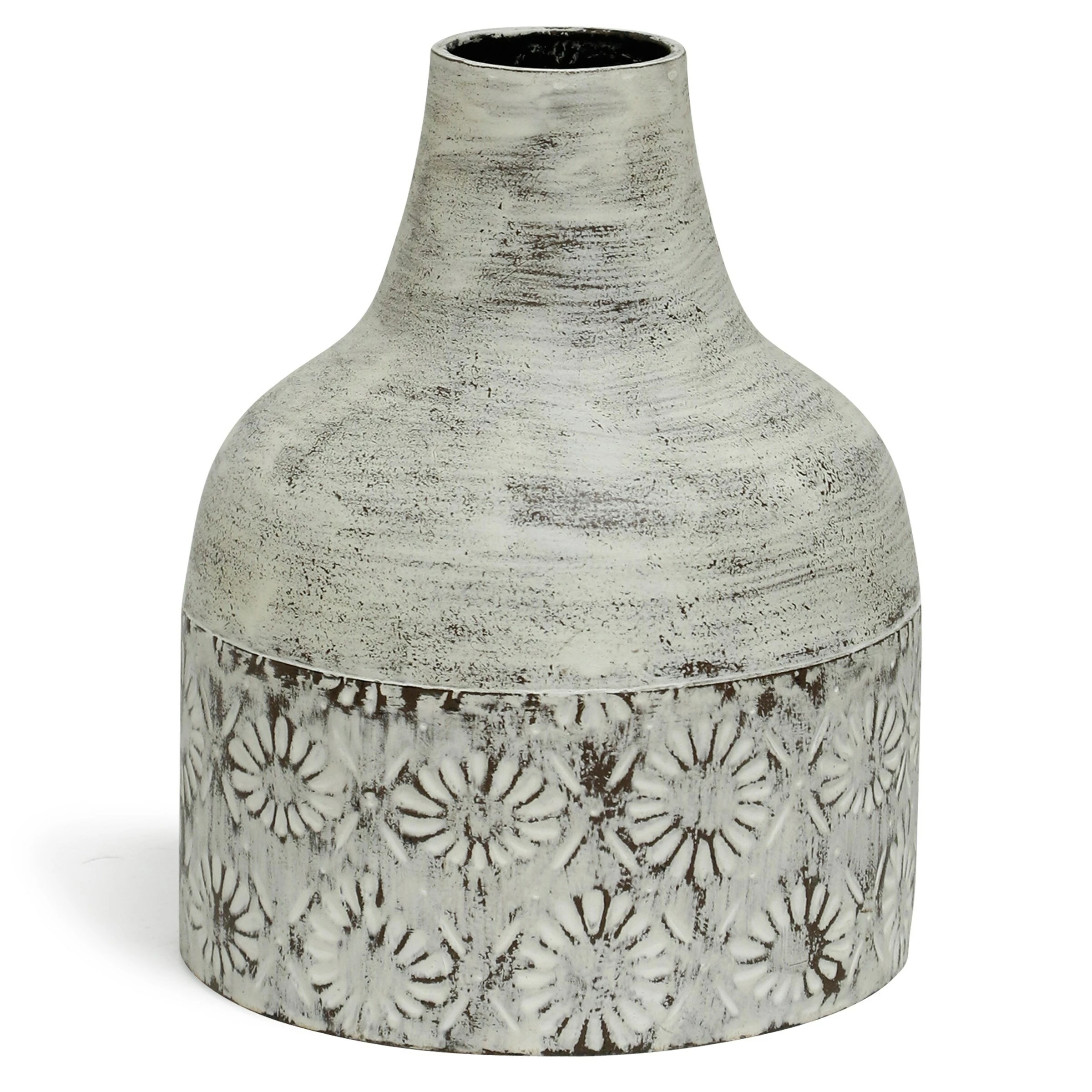 Discount ๐งจ StyleCraft Home Collection StyleCraft Winnifield 10-inch White Washed Decorative Floral Cylinder Metal Vase โ๏ธ