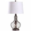 Budget 🌟 StyleCraft Home Collection StyleCraft Yarrow Bronze And Weathered Caged Metal Wire Design Table Lamp With Off White Tapered Drum Shade 🧨